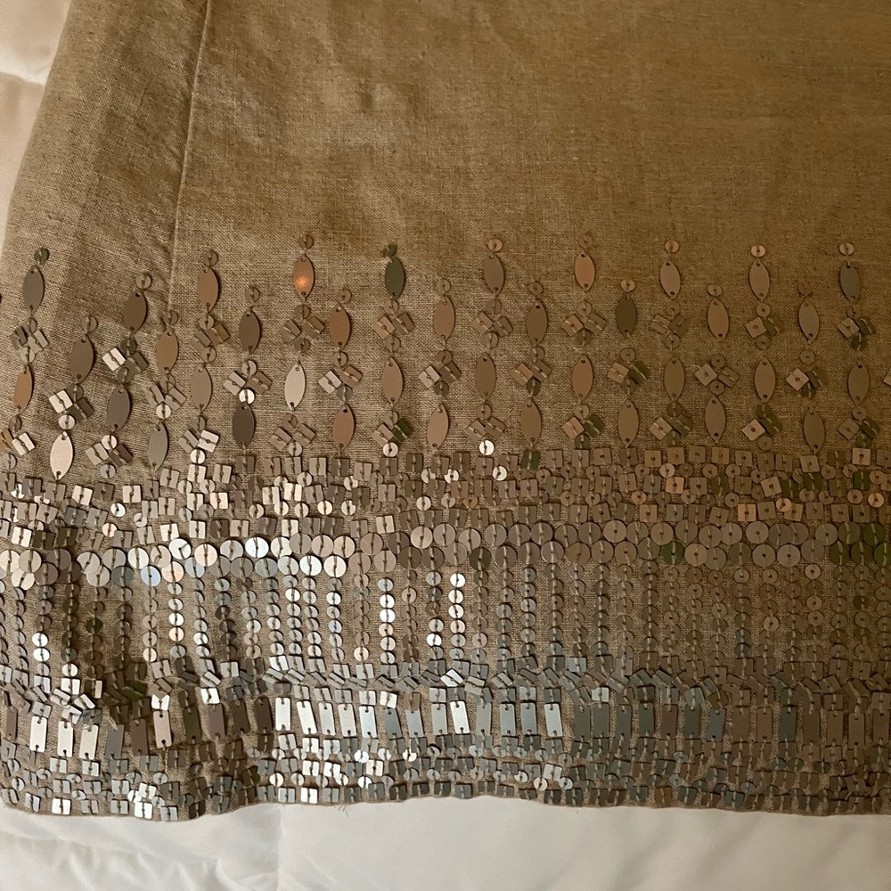 Eileen Fisher linen dress with sequins on bottom